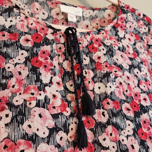 J. Jill Pink & Black Floral Longsleeve Blouse Size‎ Small - Picture 13 of 13